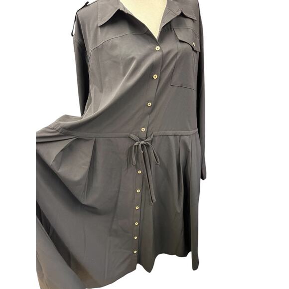NWT!! Calvin Klein, Button Up, Gold Buttons, Size 22W, Goth, Tie Around Waist - Picture 2 of 9